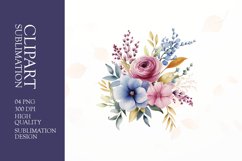 Watercolor floral flower clipart sublimation png Product Image 1