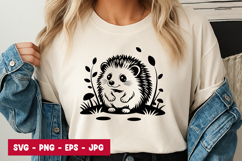 Adorable Hedgehog with Flower SVG PNG Product Image 1