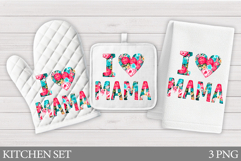 Mother's Day Oven Mitt Design. Mother's Day Kitchen Towel Product Image 1