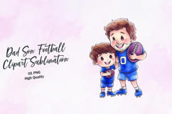 Dad Son Football Walk Clipart Sublimation PNG Product Image 1
