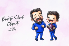 Dad Son Football Friendly Clipart Sublimation PNG Product Image 1