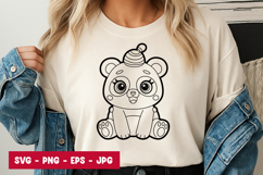 Cute Baby Bear Sitting Cartoon Art SVG PNG Product Image 1