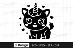 Cute Unicorn Kitten Cartoon SVG PNG Product Image 1