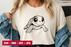 Cute Baby Turtle Cartoon Animal Art SVG PNG Product Image 1