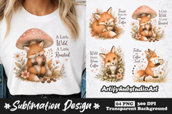 Cute Fox Coffee Clipart Sublimation PNG Product Image 1