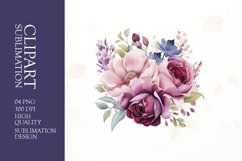 Watercolor floral flower clipart sublimation png Product Image 1