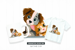 Yellow Puppy with Kitten Clipart for Baby Shower Sublimation Product Image 1