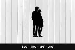 Kissing Romantic Couple Silhouette SVG PNG Product Image 1