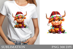 Christmas Cow T-Shirt Design. Christmas Cow Sublimation Product Image 1