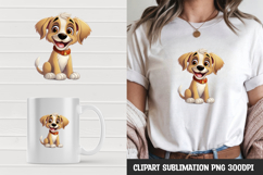 Kawaii puppy t-shirt, mug wrap, clipart sublimation design Product Image 1