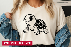 Baby Turtle Cute Cartoon Animal Art SVG PNG Product Image 1