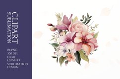 Watercolor floral flower clipart sublimation png Product Image 1