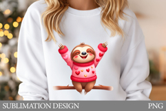 Valentines Sloth Sublimation. Valentine Sloth T-Shirt Design Product Image 1