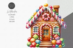 Gingerbread house clipart, Watercolor clipart, Christmas Product Image 1