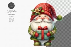 Gnome clipart, Christmas gift clipart, Watercolor clipart Product Image 1
