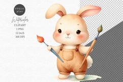 Bunny artist clipart, Bunny clipart, Watercolor clipart Product Image 1