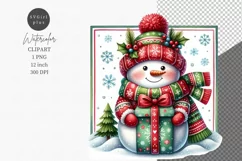Snowman clipart, Watercolor clipart, Christmas clipart Product Image 1