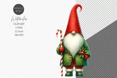 Gnome clipart, Candy cane clipart, Watercolor clipart Product Image 1
