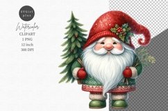 Gnome clipart, Christmas tree clipart, Watercolor clipart Product Image 1