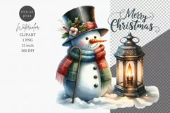 Snowman clipart, Christmas clipart, Watercolor clipart Product Image 1