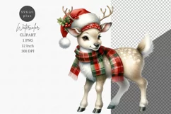 Reindeer clipart, Watercolor clipart, Christmas clipart Product Image 1
