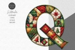Letter Q clipart, Christmas clipart, Watercolor clipart Product Image 1