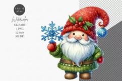 Gnome clipart, Snowflake clipart, Watercolor clipart Product Image 1