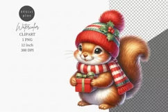 Squirrel clipart, Christmas clipart, Watercolor clipart, Product Image 1