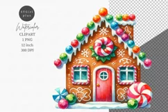 Gingerbread house clipart, Watercolor clipart, Christmas Product Image 1