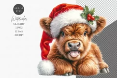 Highland Calf clipart, Christmas, Christmas cow Product Image 1