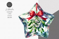 Christmas star clipart, Crystal star clipart, Watercolor Product Image 1