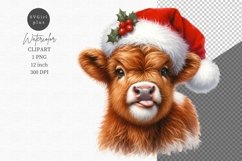 Highland cow clipart, Christmas, Christmas cow clipart Product Image 1