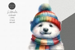 Polar bear clipart, Christmas clipart, Watercolor clipart Product Image 1
