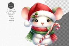 Mouse clipart, Watercolor clipart, Christmas clipart Product Image 1