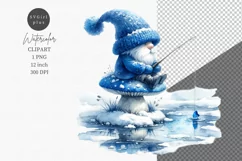 Gnome clipart, Winter gnome clipart, Watercolor clipart, Product Image 1