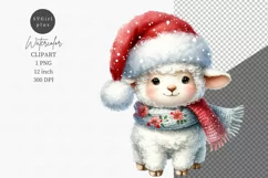 Lamb clipart, Christmas clipart, Watercolor clipart Product Image 1