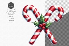 Candy cane clipart, Christmas clipart, Watercolor clipart Product Image 1