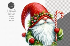 Christmas gnome clipart, Gnome clipart, Watercolor clipart, Product Image 1
