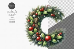 Letter C clipart, Christmas clipart, Watercolor clipart Product Image 1