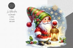 Gnome clipart, Lantern clipart, Watercolor clipart Product Image 1