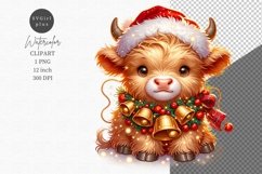 Highland cow clipart, Winter clipart, Christmas Product Image 1