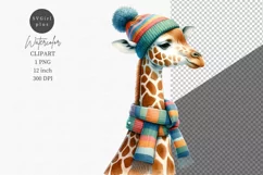 Giraffe clipart, Christmas clipart, Watercolor clipart Product Image 1