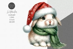 Bunny clipart, Watercolor clipart, Christmas clipart Product Image 1