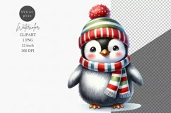 Penguin clipart, Watercolor clipart, Christmas clipart Product Image 1