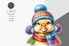 Duckling clipart, Christmas clipart, Watercolor clipart Product Image 1