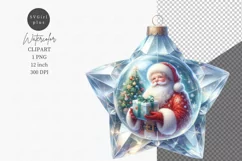 Crystal star clipart, Christmas clipart, Santa clipart Product Image 1
