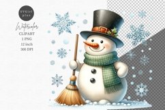 Snowman clipart, Watercolor clipart, Christmas clipart Product Image 1