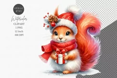 Squirrel clipart, Christmas clipart, Watercolor clipart Product Image 1