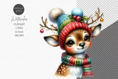 Reindeer clipart, Watercolor clipart, Winter clipart Product Image 1