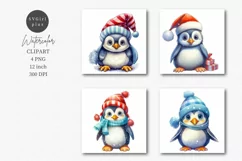 Penguin clipart, Christmas clipart, Winter clipart Product Image 1